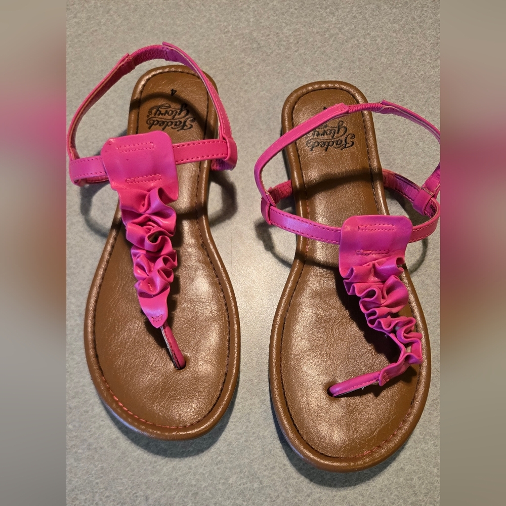 Cute Girls Pink Ruffled Sandals